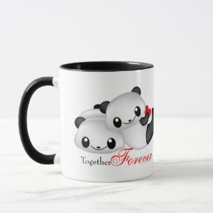 Caneca casal de panda bonito