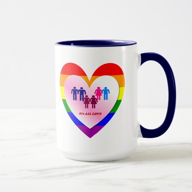 Caneca Casal do coração do Orgulho Todo-Amor (Direita)