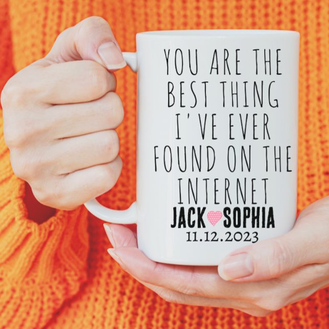 Caneca Casal Personalizado Moderno Nome Cor de Rosa (wedding couple gifts)