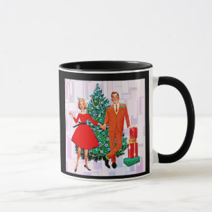 CANECA CASAL RETRO DE NATAL DE 1950