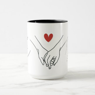Caneca Casal Romântico Elegante de Mãos Dadas no Dia dos 
