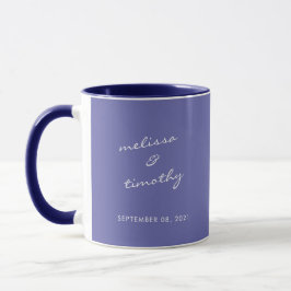 Caneca Casamento Azul de Periwinkle Minimalista Simples
