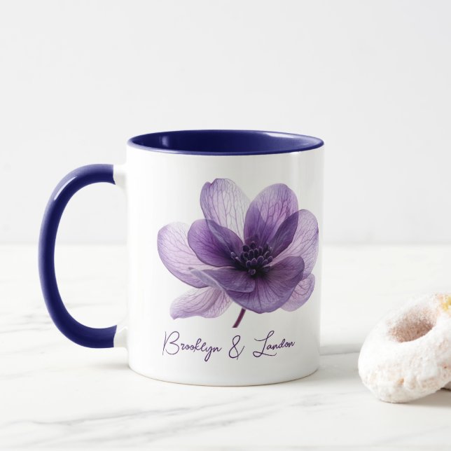 Caneca Casamento de Flor Roxo Gordo (Com Donut)