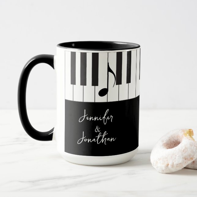Caneca Casamento de Piano Keys, Músicos Criativos (Com Donut)