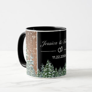 Caneca Casamento de Snowy Wood & Forest Black Pine