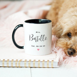 Caneca Casamento de Sobrenome de Script Negro Personaliza