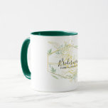 Caneca Casamento Dourado de Sage, Greenery Sage<br><div class="desc">Este artigo faz parte de uma coleção maior de folhas verdes e molduras de ouro que combinam folhas de ouro e talheres de girassol talheres tematizadas e presentes. Veja a coleção de cheios para criar o seu casamento perfeito.</div>