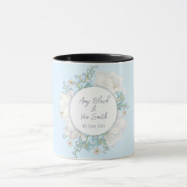 Caneca Casamento Floral Azul Tulip