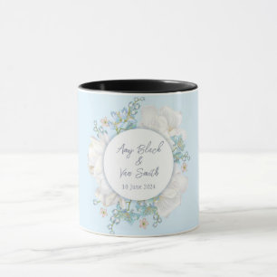 Caneca Casamento Floral Azul Tulip