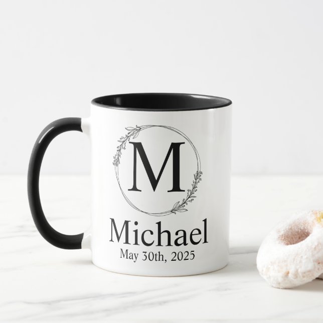 Caneca Casamento Personalizado Monogramado (Com Donut)