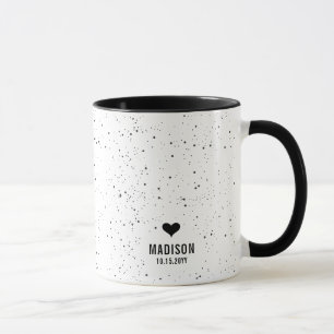 Caneca Casamento Personalizado Nome & Data Moderno Chic