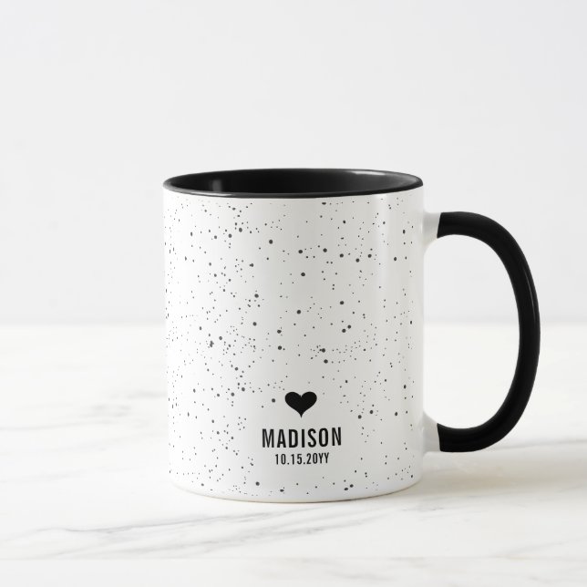 Caneca Casamento Personalizado Nome & Data Moderno Chic (Direita)