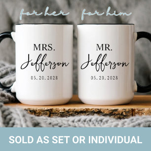 Caneca Casamento Roteiro Moderno Recém-casados Sr. e Sr