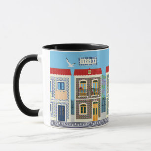 Caneca Casas bonitas em português com azulejos ou azulejo