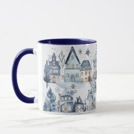 Caneca Casas de Natal na Holanda do inverno