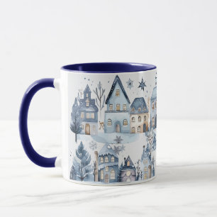 Caneca Casas de Natal na Holanda do inverno