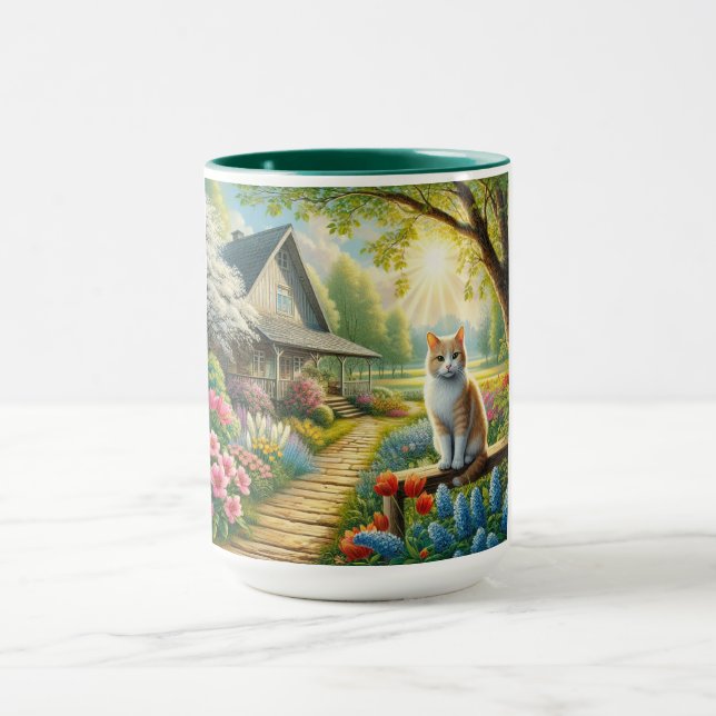 Caneca Casca de primavera/jardim e gato (Centro)