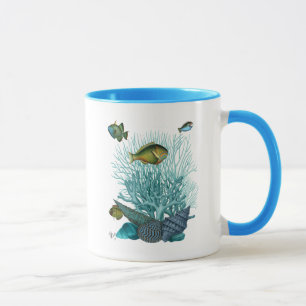 Caneca Cascas e Corais de Azul de Peixe