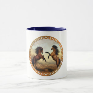 Caneca Castanho Escuro E Cavalos De Rascunho Frísia Casta