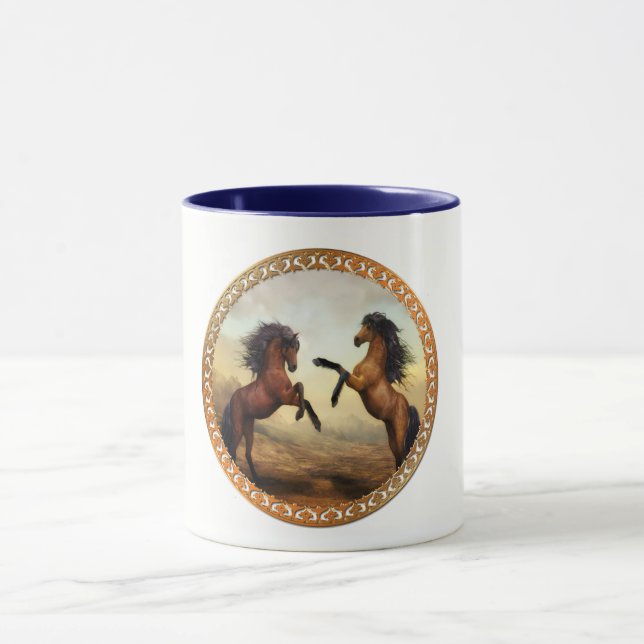 Caneca Castanho Escuro E Cavalos De Rascunho Frísia Casta (Centro)
