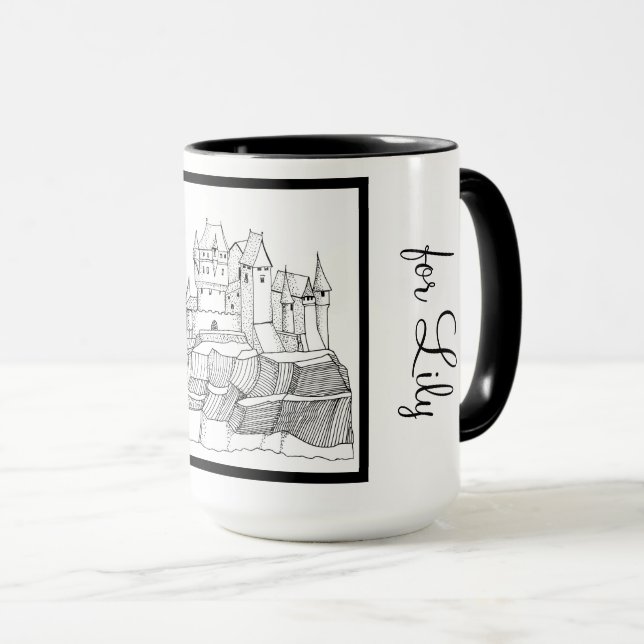Caneca Castelo de Na moda moderno Black and White Ringer  (Frente Esquerda)
