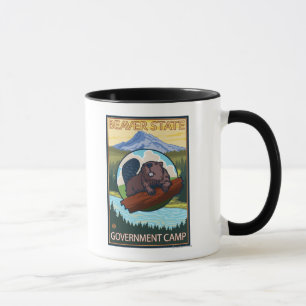 Caneca Castor & capa do Mt. - acampamento do governo,