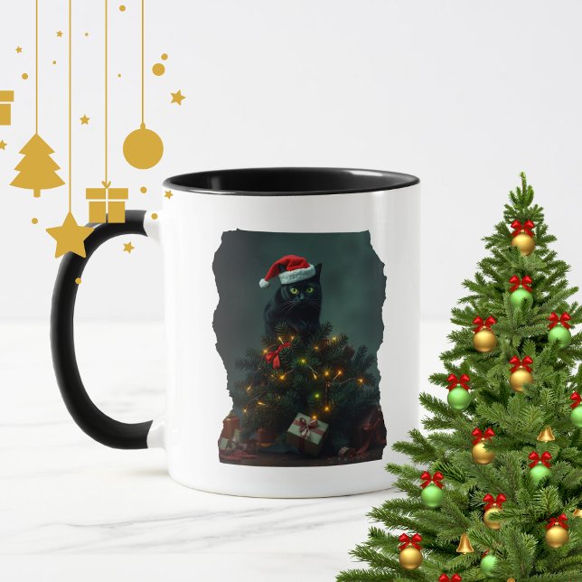 Caneca Cat-astrophe Christmas Holiday Chaos Funny Cat  (Criador carregado)