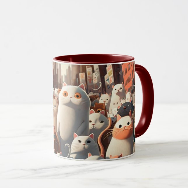 Caneca Cat City Cartoon Crowd (Frente Esquerda)