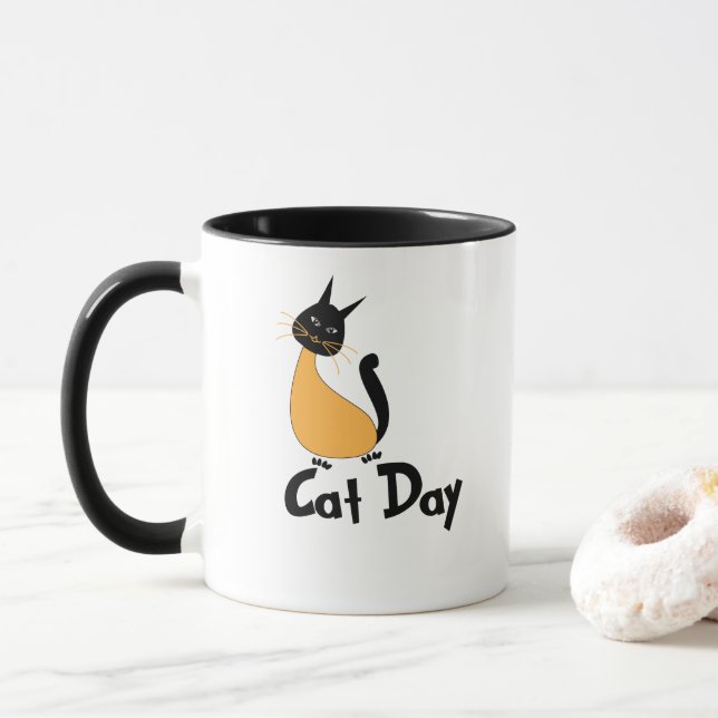 Caneca Cat Day Cat Lover (Com Donut)