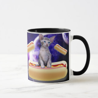Caneca CAT IN SPACE WITH HOT DOGS funny COFFEE MUG