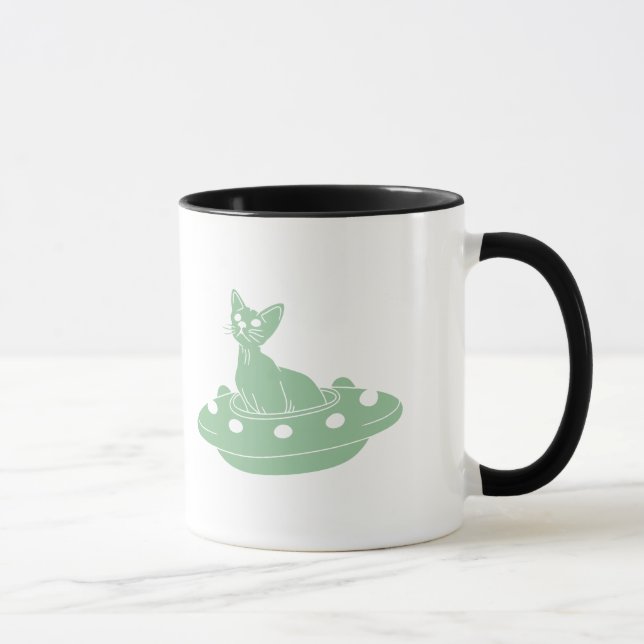 Caneca Cat in Ufo - Escolher cor de fundo (Direita)