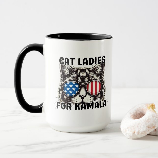 Caneca Cat Ladies para Kamala engraçada política eleitora (Com Donut)