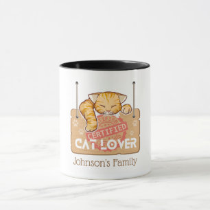 Caneca Cat Lover certificado com nome da família