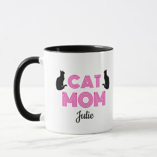 Caneca Cat Mom Mug Personalized with Cat Silhouettes
