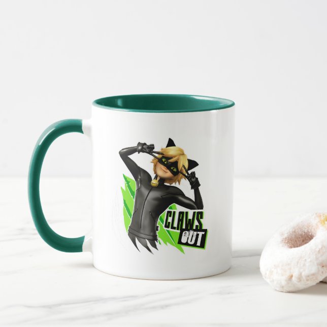 Caneca Cat Noir | Gráfico de Garras (Com Donut)