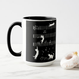 Caneca Cat Piano Notas do Partido Café Mug