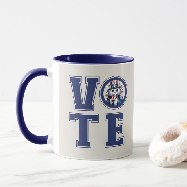 Caneca Cat Says Vote (Com Donut)