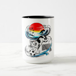 Caneca Cat Soccer Mugs Gifts for Pet Lovers & Sports Fans