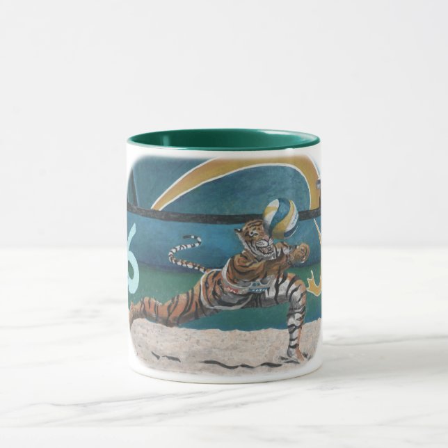 Caneca Cat Warrior Jogando Vôlei Fantasia Café Mug