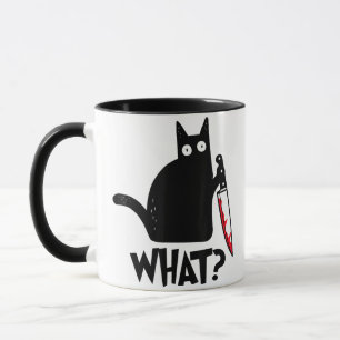 Caneca Cat What Funny Black Cat Shirt Murderous Cat With