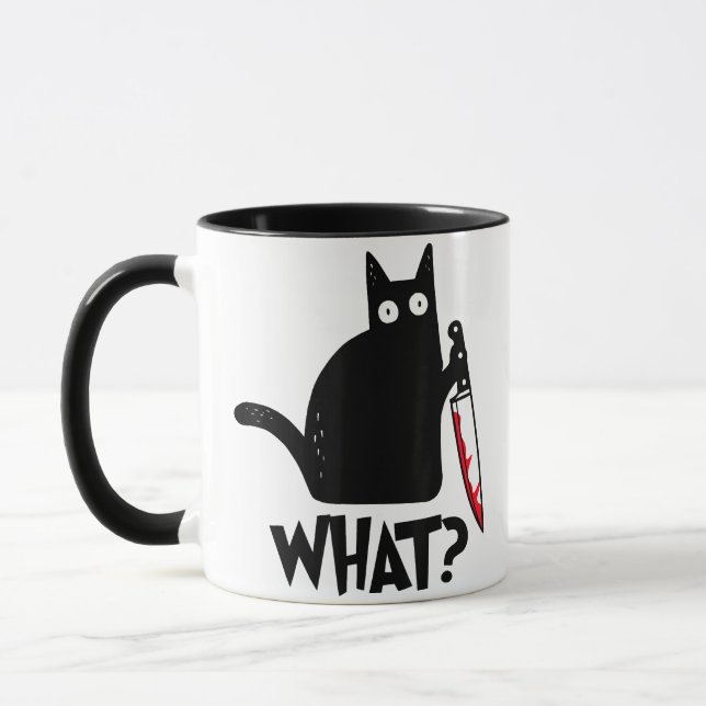 Caneca Cat What Funny Black Cat Shirt Murderous Cat With  (Esquerda)