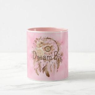 Caneca Catcher de Sonho Floral Rosa Castanho