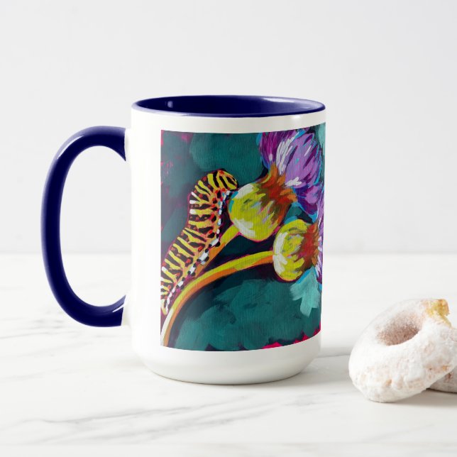 Caneca Caterpillar Painting - Gift for Insect Lovers (Com Donut)