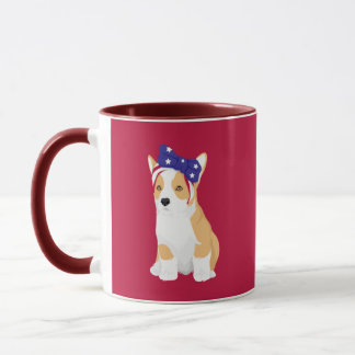 Caneca Cathy o patriótico do Corgi americano do 4 de