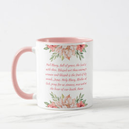 Caneca Católica rosa-rosa Ave Mary Prayer Mug