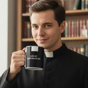 Caneca Católico Padre Negro Colar Clero Mug Religioso