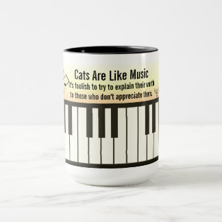 Caneca Cats Are Like Music - Piano Keyboard Staff & Cats 
