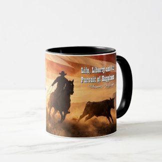 Caneca Caubói Ocidental Liberdade Patriótico Roping Rodei