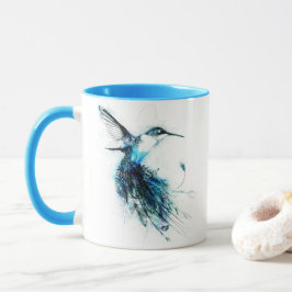 Caneca Cauda de Pena de Beija-flor em Aquarela