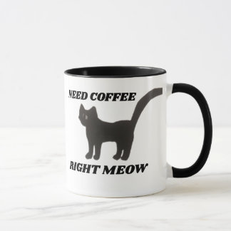 CANECA CAUDA LONGA DE GATO NEGRO DE CASCA EM MÃO DE CAFÉ